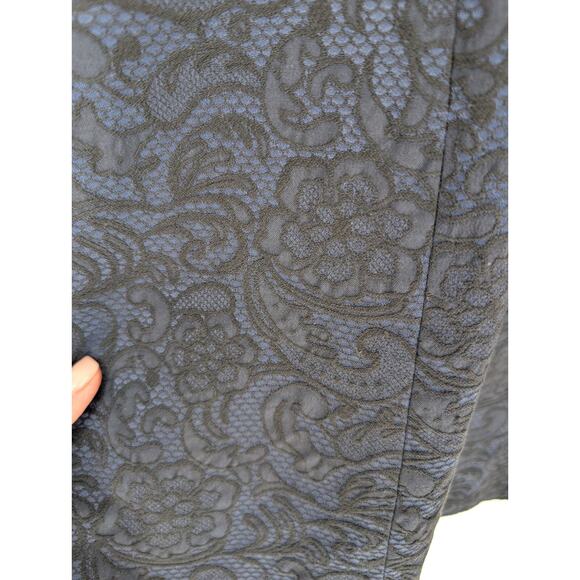 BCBG Alma Navy Black Jacquard Floral Lace Print Geometric Sheath Dress Size 2 - Picture 6 of 11